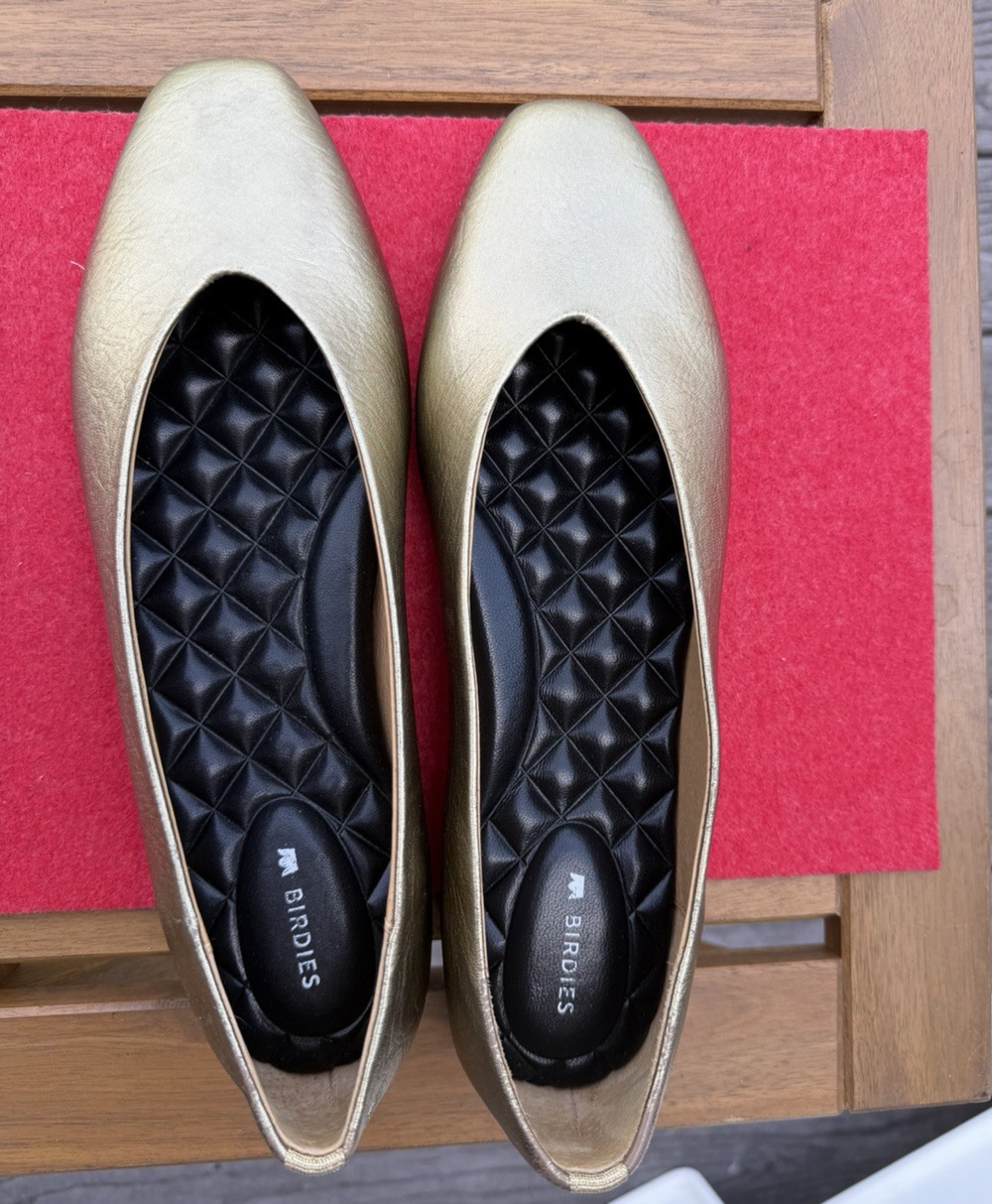 Birdies Crane Leather Flats in Antique Gold Size 9.5 new with imperfection